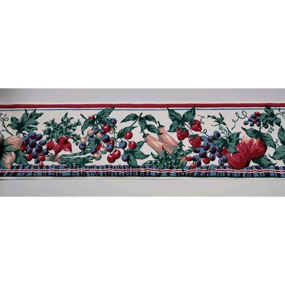 York Pre-pasted Decorative Border -5yds - Vegetables Fruits Floral - Picture 1 of 7